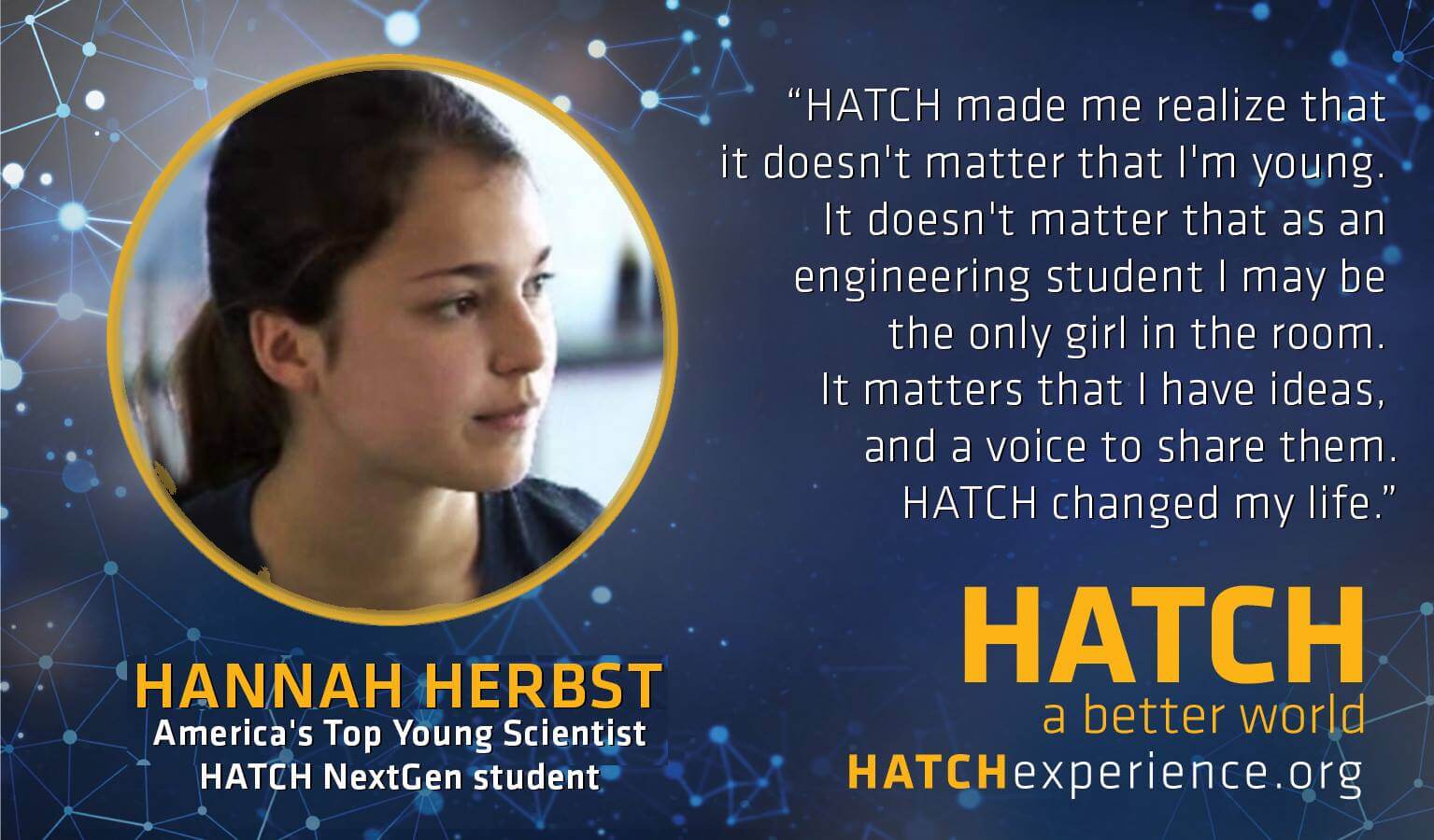 #becauseofHATCH: Hannah Herbst shares her life changing experience at HATCH