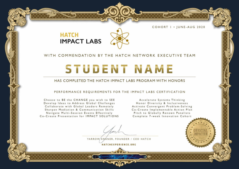 STUDENT Impact Labs certificate HATCH
